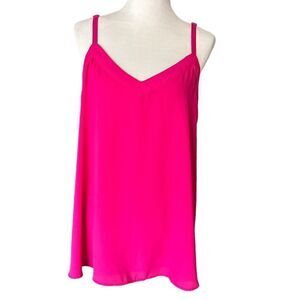 Torrid Hot Pink Flowy Barbiecore Sheer Cami Blouse Tank Shirt Top